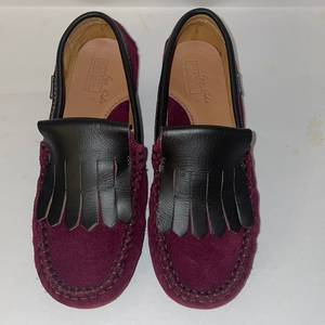 Atlanta Brand Childrens‎ Mocassin Burgendy Suede Leather Fringe Sz 32
